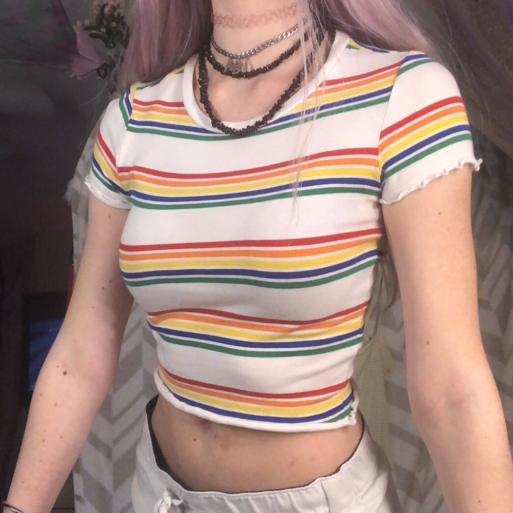 Striped Rainbow Crop Top